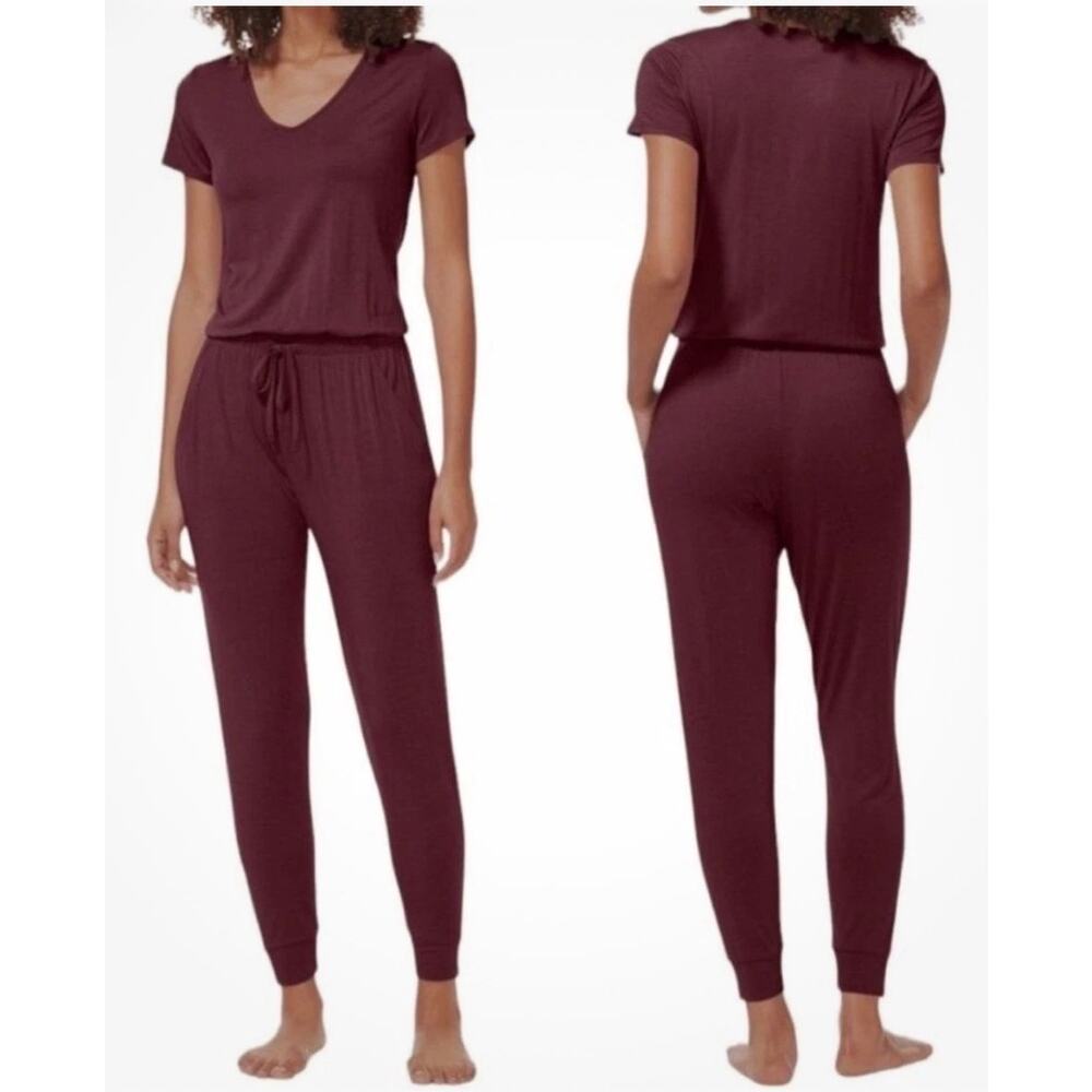 Tommy John Maroon Short Sleeve Micro Modal Drawstring Folkstone Jumpsuit NWOT S